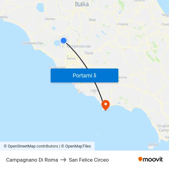 Campagnano Di Roma to San Felice Circeo map