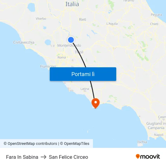 Fara In Sabina to San Felice Circeo map