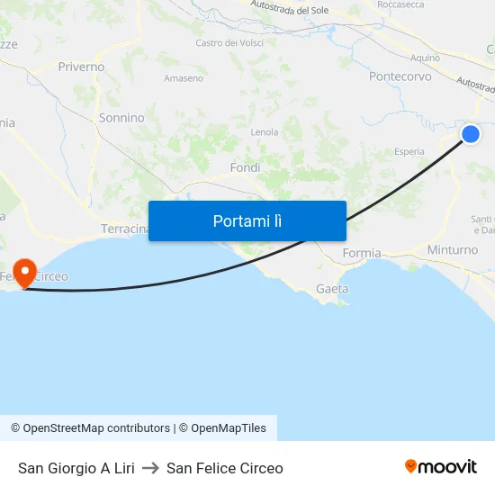 San Giorgio A Liri to San Felice Circeo map