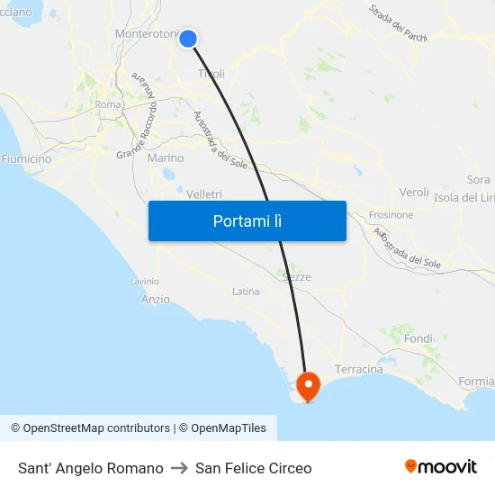 Sant' Angelo Romano to San Felice Circeo map