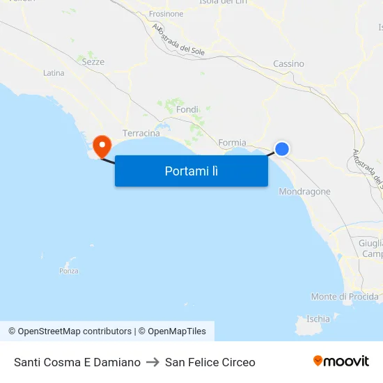 Santi Cosma E Damiano to San Felice Circeo map