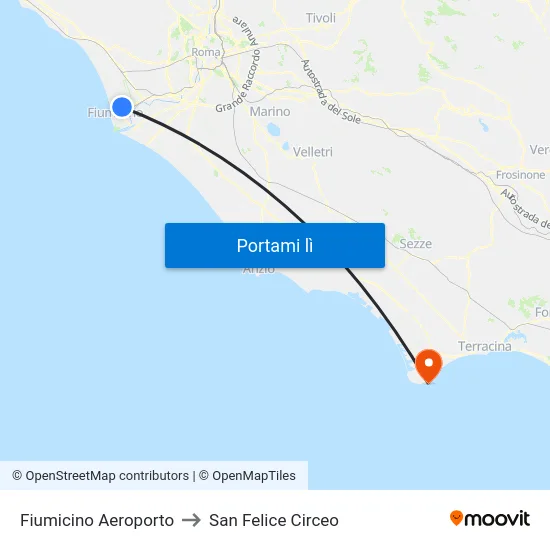 Fiumicino Aeroporto to San Felice Circeo map