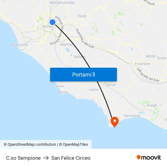 C.so Sempione to San Felice Circeo map