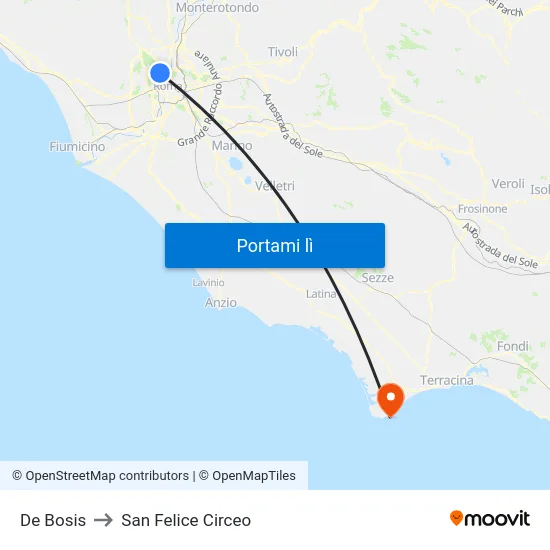 De Bosis to San Felice Circeo map
