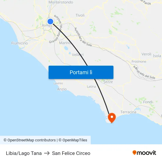 Libia/Lago Tana to San Felice Circeo map