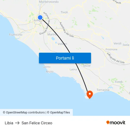 Libia to San Felice Circeo map