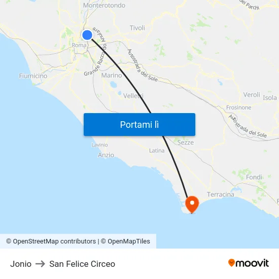 Jonio to San Felice Circeo map