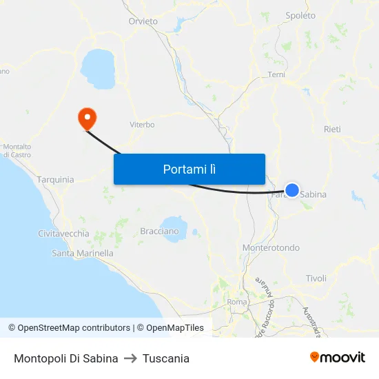 Montopoli Di Sabina to Tuscania map