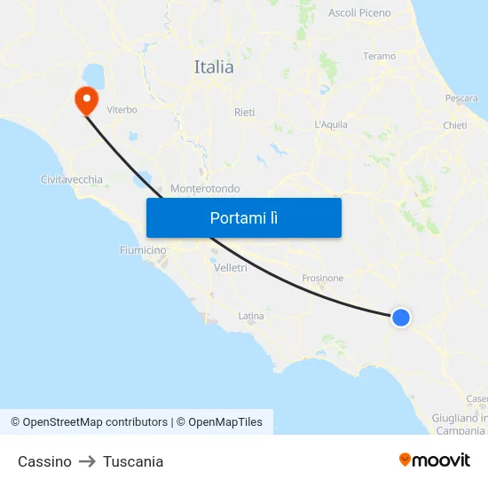 Cassino to Tuscania map