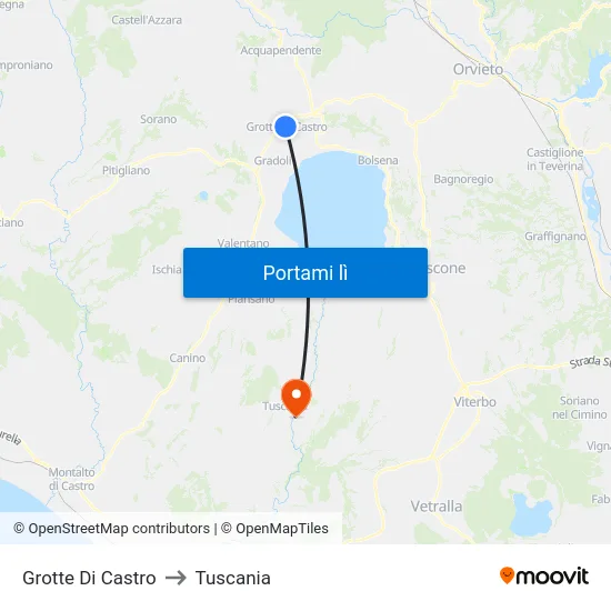 Grotte Di Castro to Tuscania map