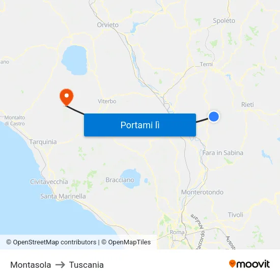 Montasola to Tuscania map
