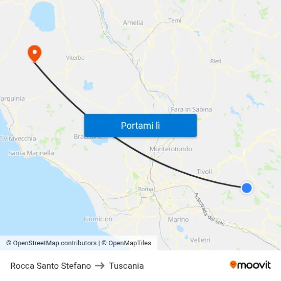 Rocca Santo Stefano to Tuscania map