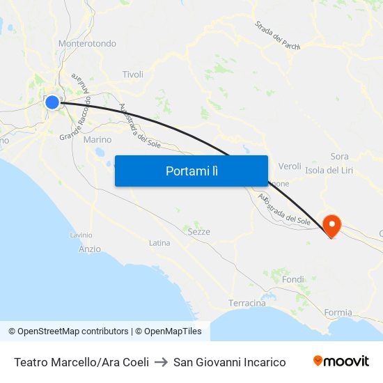 Teatro Marcello/Ara Coeli to San Giovanni Incarico map