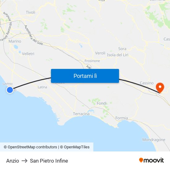 Anzio to San Pietro Infine map