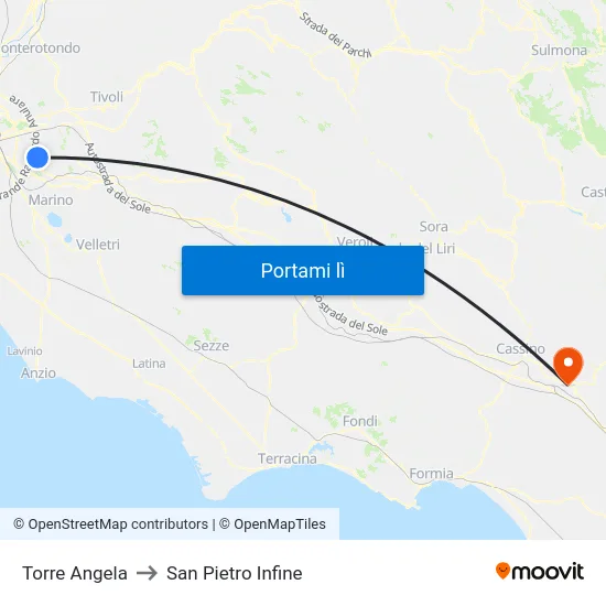 Torre Angela to San Pietro Infine map