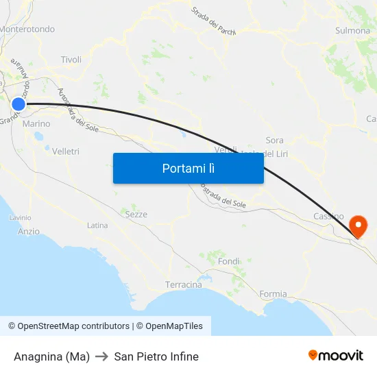 Anagnina (Ma) to San Pietro Infine map