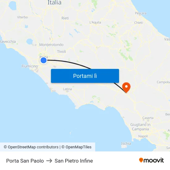 Porta San Paolo to San Pietro Infine map