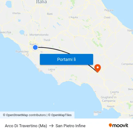 Arco Di Travertino (Ma) to San Pietro Infine map