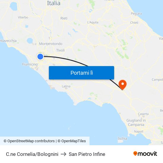 C.ne Cornelia/Bolognini to San Pietro Infine map