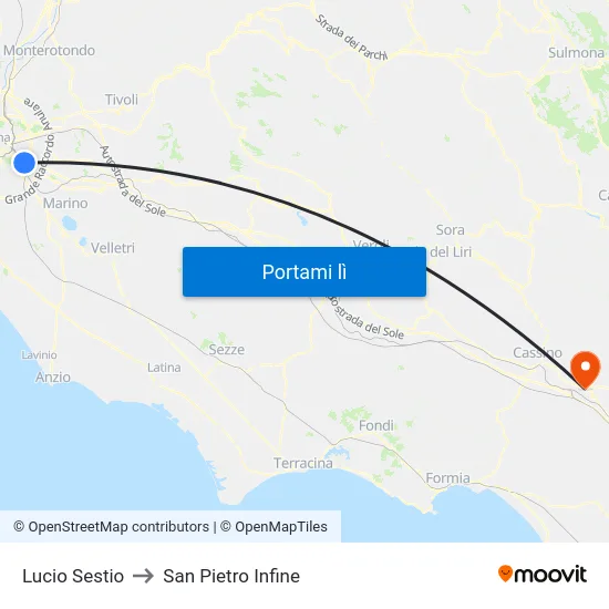 Lucio Sestio to San Pietro Infine map