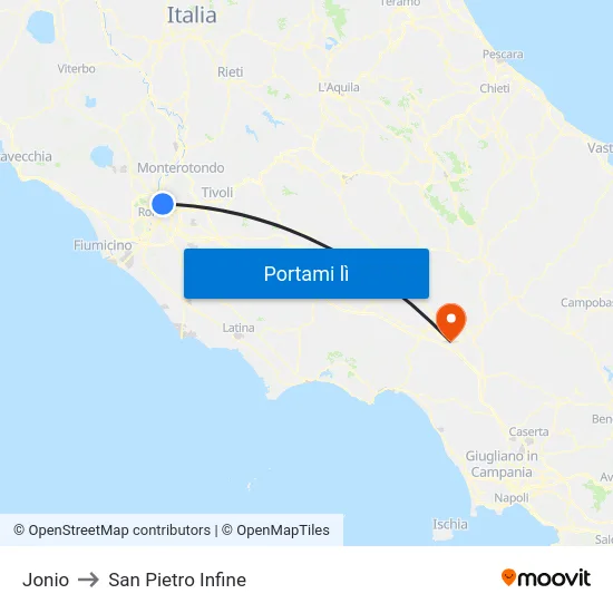 Jonio to San Pietro Infine map