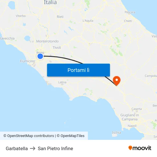 Garbatella to San Pietro Infine map