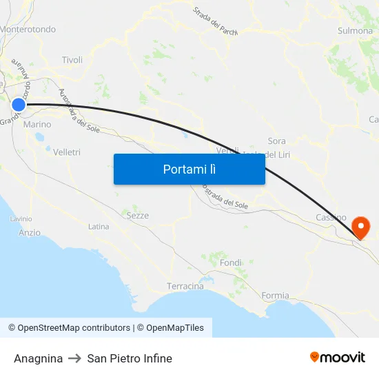 Anagnina to San Pietro Infine map