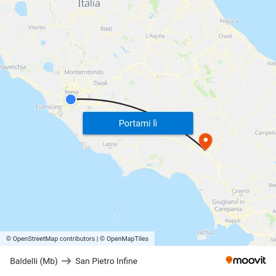 Baldelli (Mb) to San Pietro Infine map
