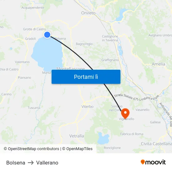 Bolsena to Vallerano map