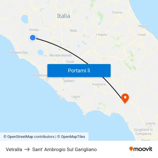 Vetralla to Sant' Ambrogio Sul Garigliano map