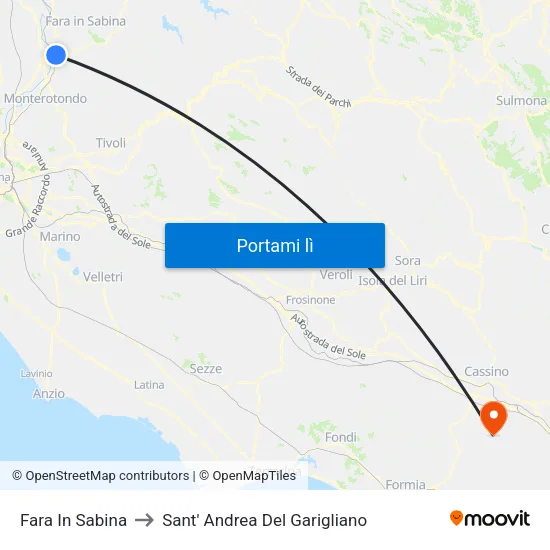 Fara In Sabina to Sant' Andrea Del Garigliano map