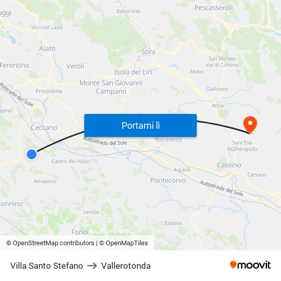 Villa Santo Stefano to Vallerotonda map