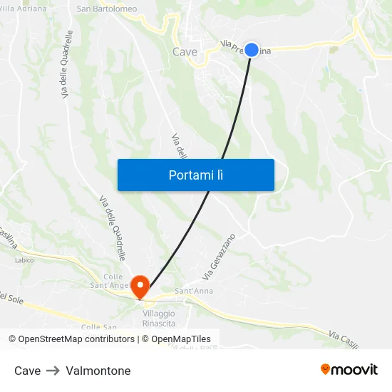 Cave to Valmontone map