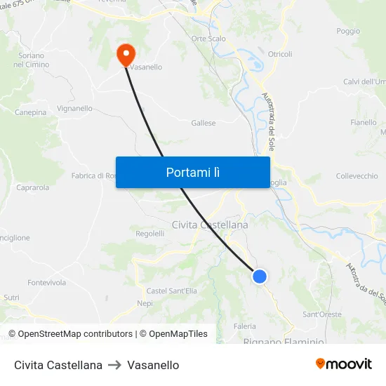 Civita Castellana to Vasanello map