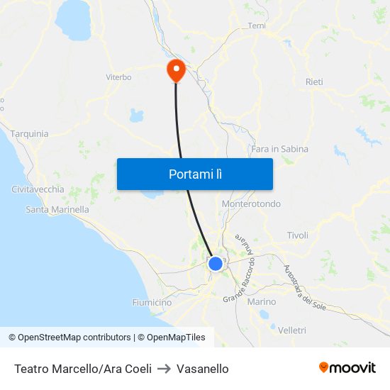 Teatro Marcello/Ara Coeli to Vasanello map