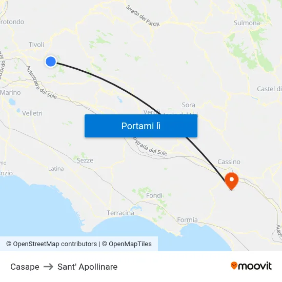 Casape to Sant' Apollinare map