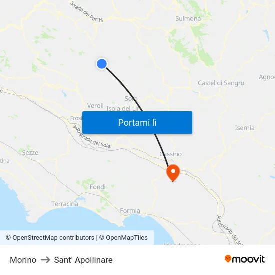 Morino to Sant' Apollinare map