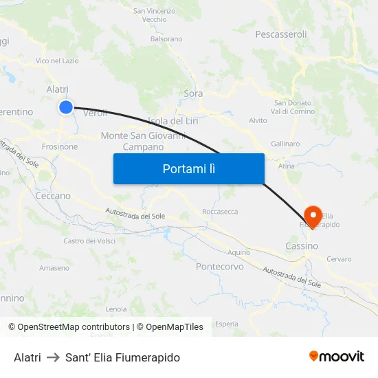 Alatri to Sant' Elia Fiumerapido map