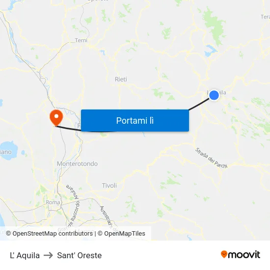 L' Aquila to Sant' Oreste map
