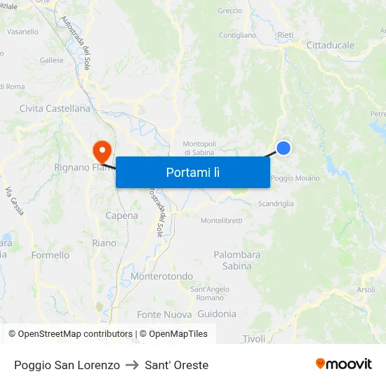 Poggio San Lorenzo to Sant' Oreste map
