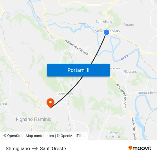 Stimigliano to Sant' Oreste map