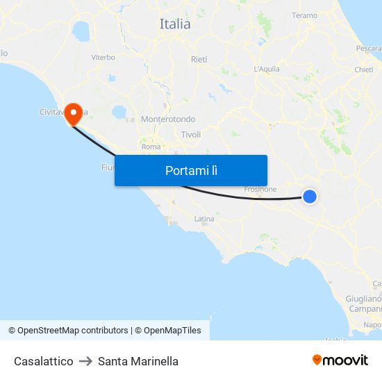 Casalattico to Santa Marinella map