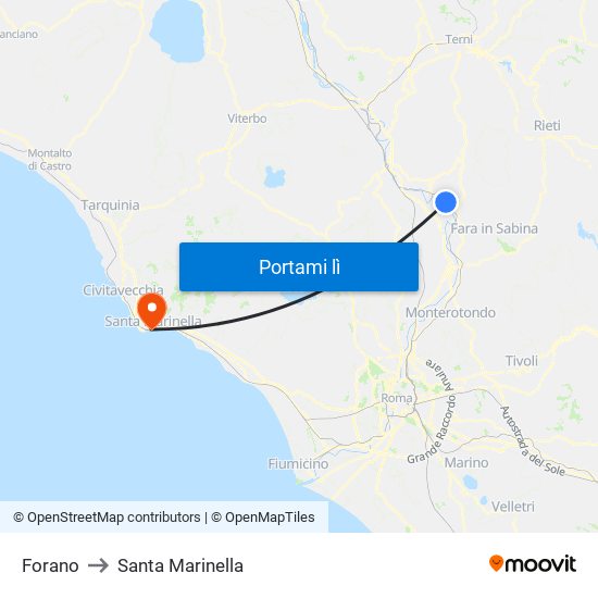 Forano to Santa Marinella map