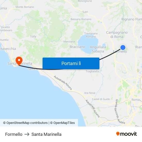 Formello to Santa Marinella map