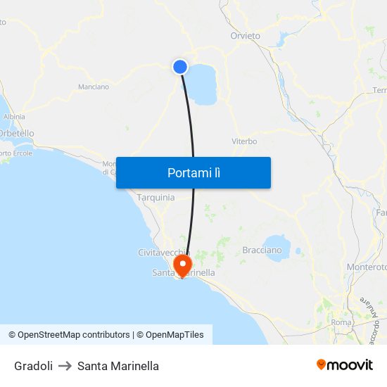 Gradoli to Santa Marinella map