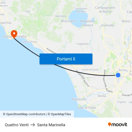 Quattro Venti to Santa Marinella map