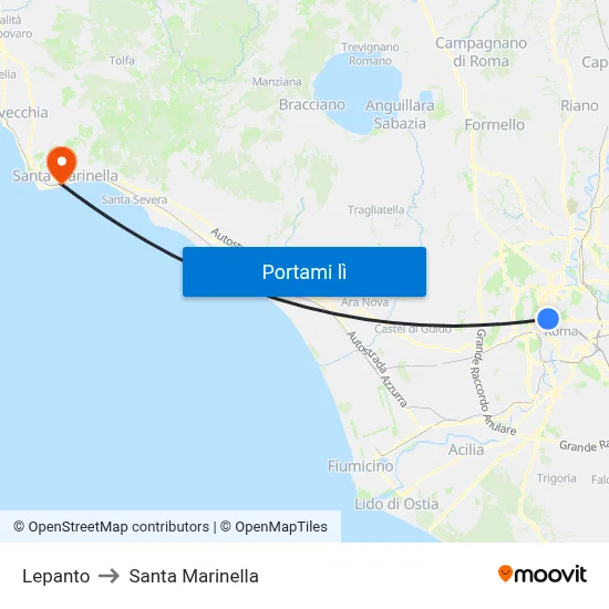 Lepanto to Santa Marinella map