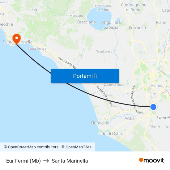 Eur Fermi (Mb) to Santa Marinella map
