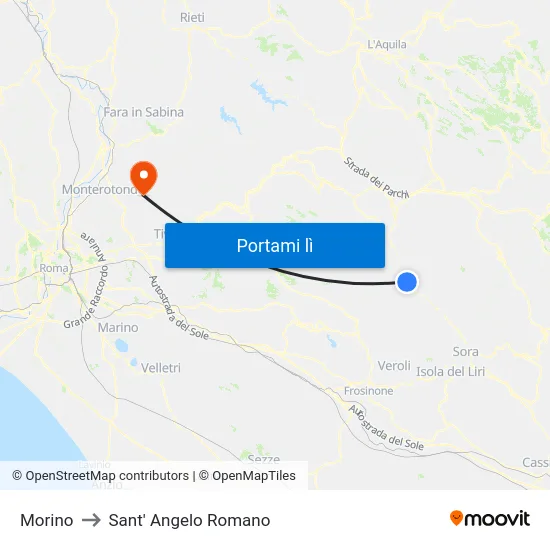 Morino to Sant' Angelo Romano map