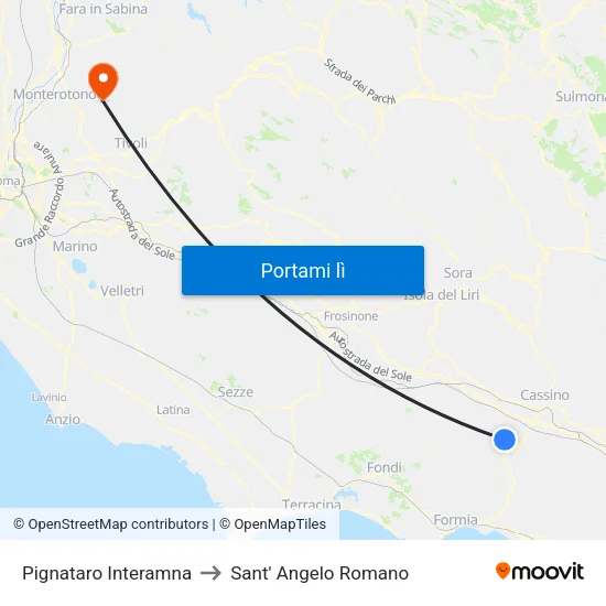 Pignataro Interamna to Sant' Angelo Romano map